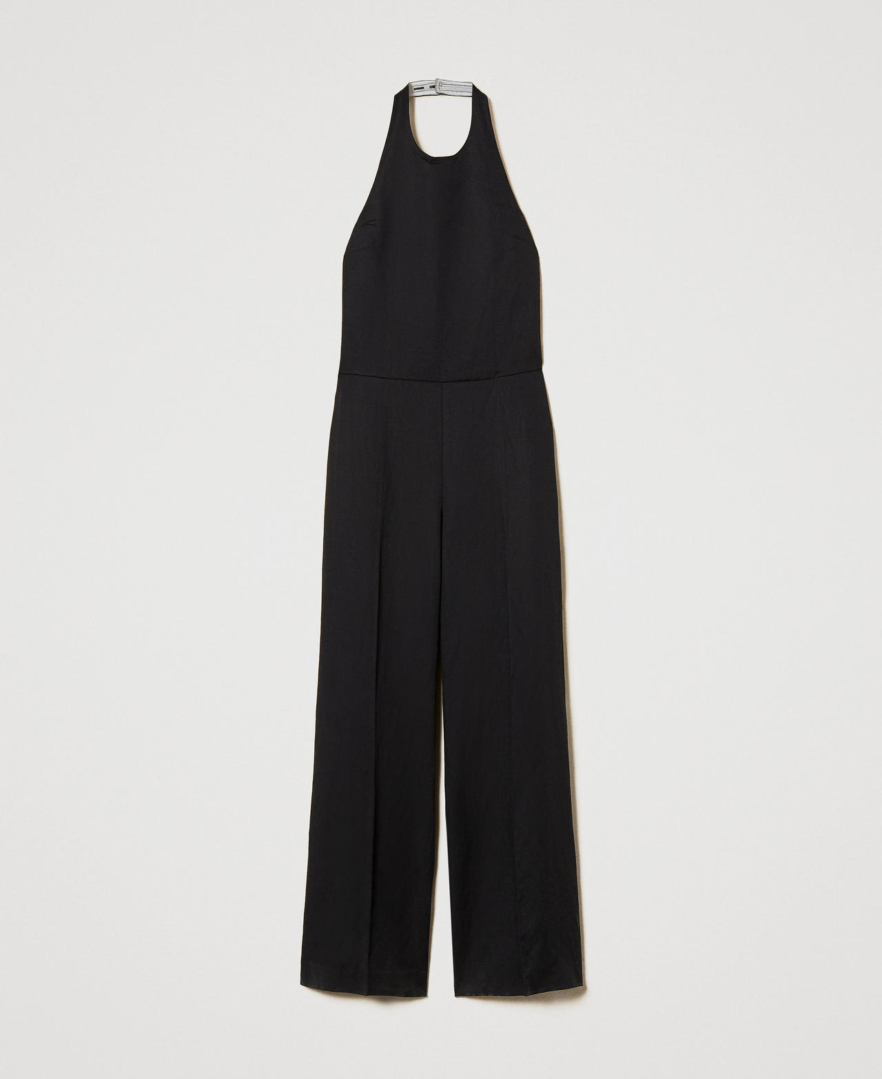 Long linen blend jumpsuit Black Woman 251TE2142_00006_0S