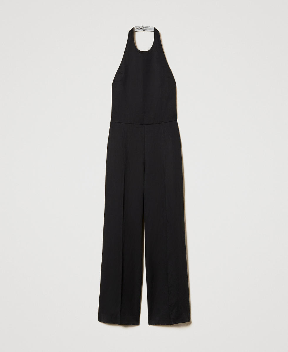 Long linen blend jumpsuit