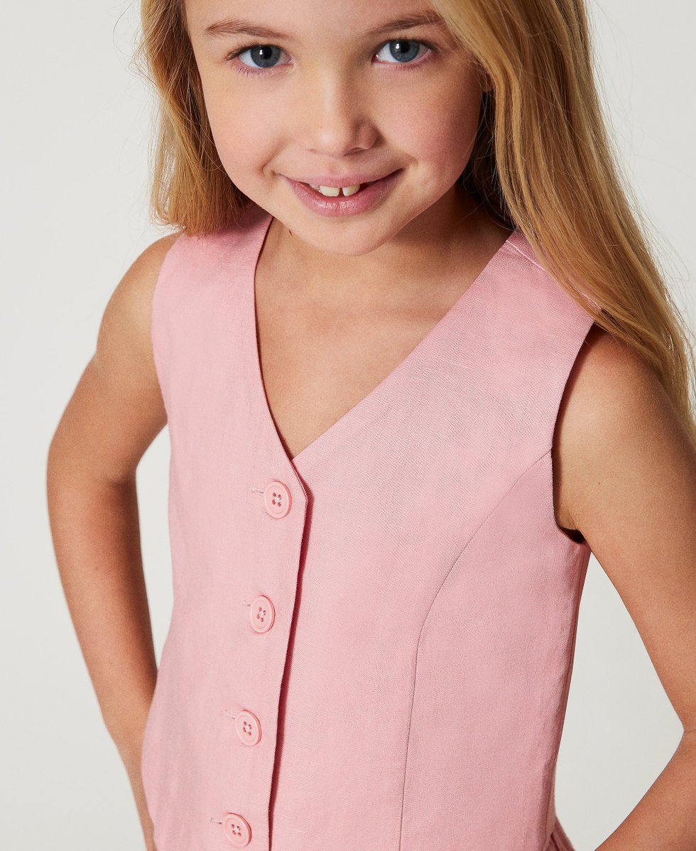 Linen blend single-breasted waistcoat Sweet Rose Girl 251GJ2402_00533_04