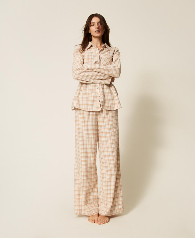 Mannish check pyjamas Camel Check Woman 252LL2ACC_12857_01