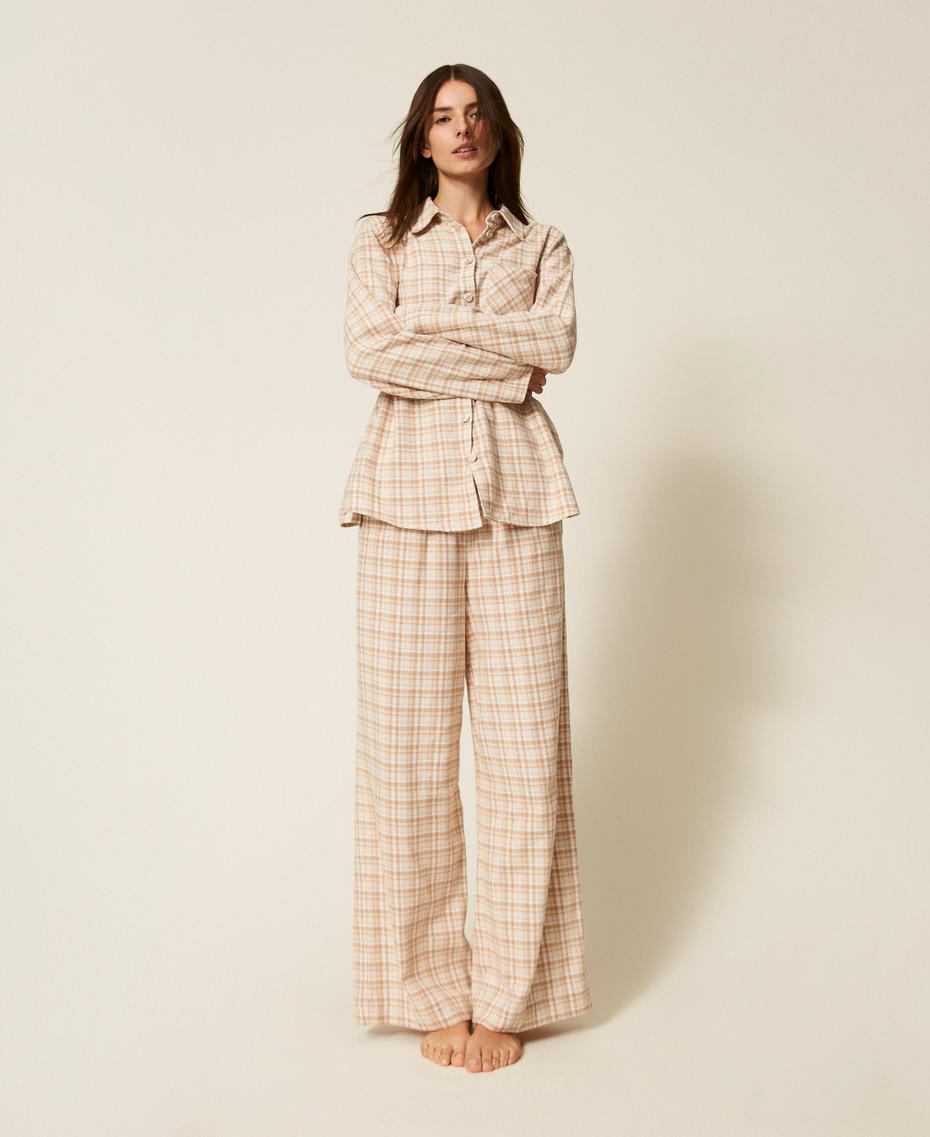 Mannish check pyjamas Camel Check Woman 252LL2ACC_12857_01