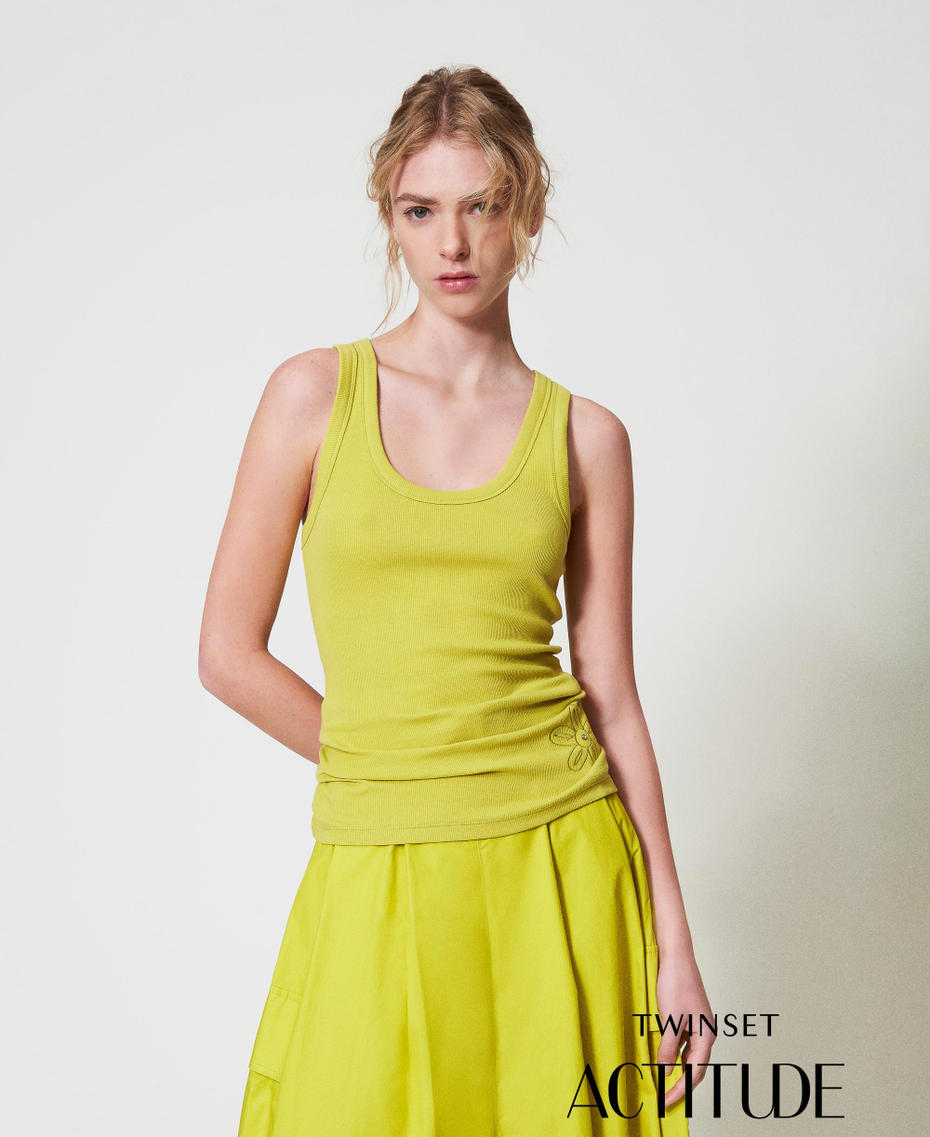 Ribbed top with rhinestones Citronelle Woman 251AP2431_00910_PA
