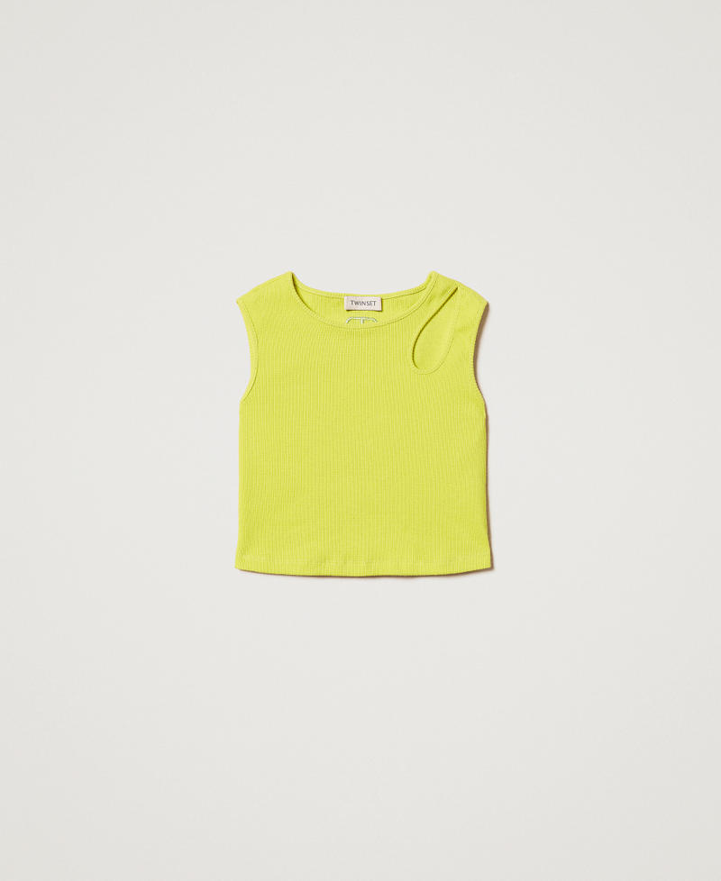 Geripptes Top mit Cut-out Yellow Plum Mädchen 251GJ2572_12124_0S