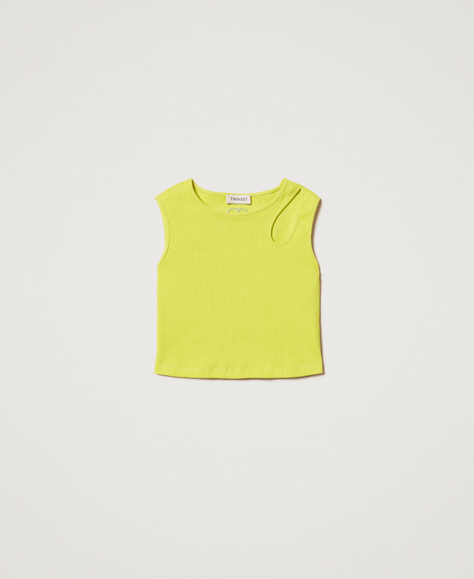 Ribbed top with cut-out Yellow Plum Girl 251GJ2572_12124_S0