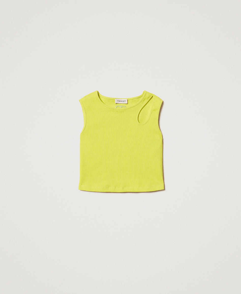 Ribbed top with cut-out Yellow Plum Girl 251GJ2572_12124_S0