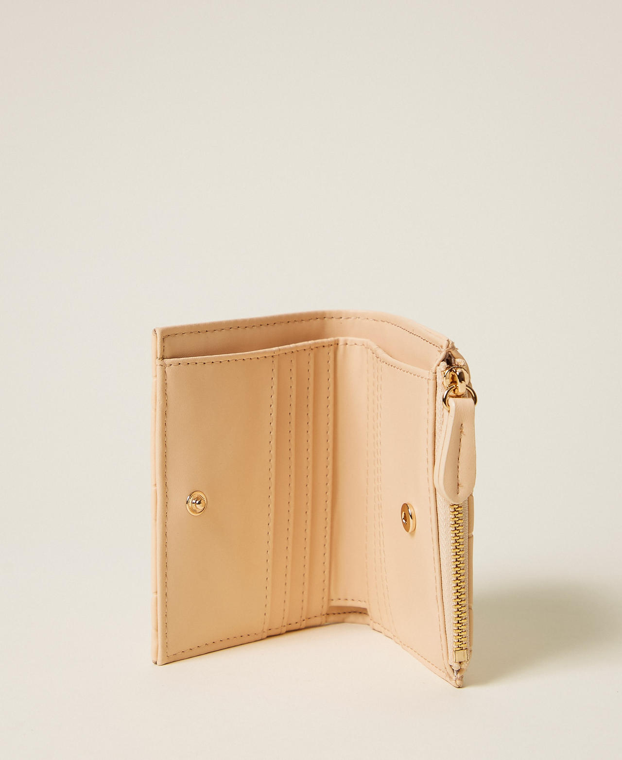 Geldb&ouml;rse mit Steppmuster in Lederoptik &bdquo;Peach Pink&ldquo;-Rosa Frau 261TB7286_11750_03