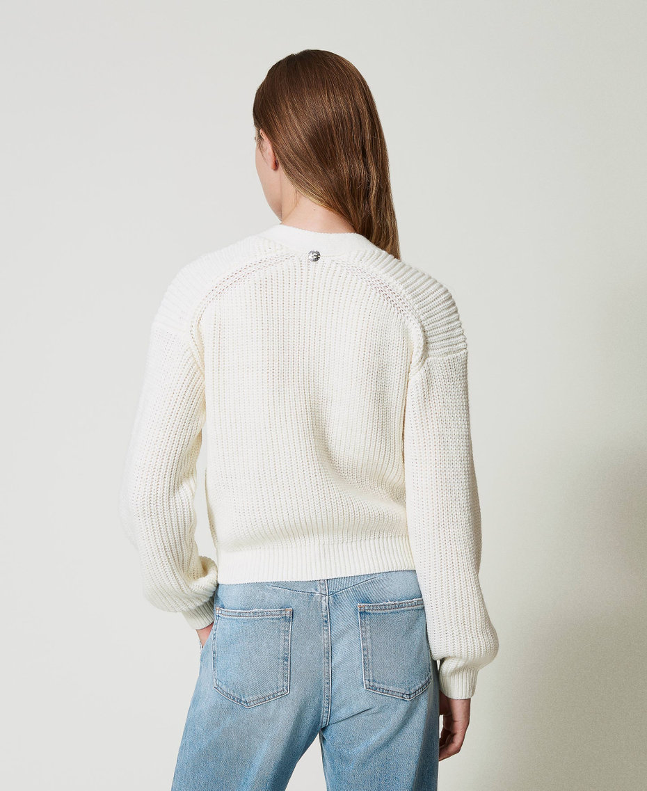 Cardigan con ricami fatti a mano Panna White Donna 242AP3010_00733_03