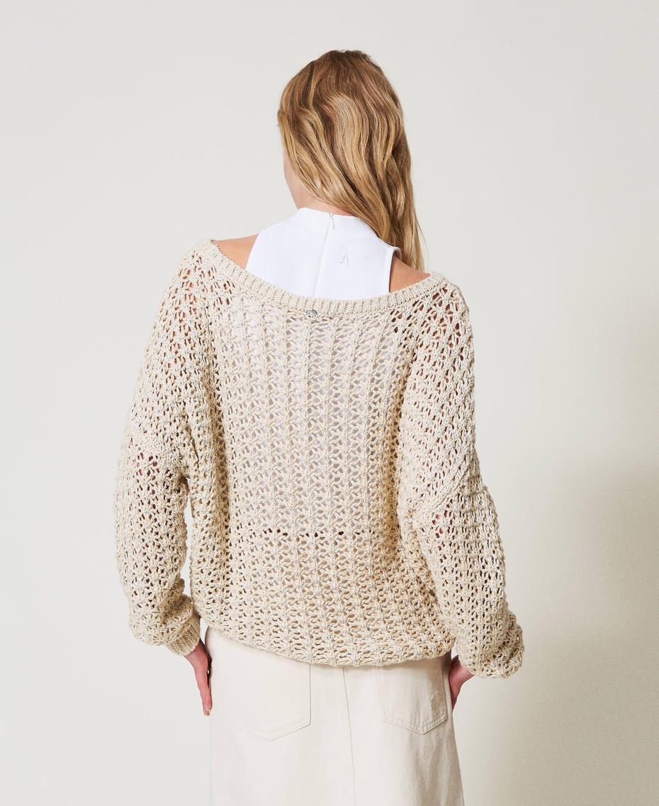 Maxipullover mit Lochmuster Multicolor Angora Frau 251AP3163_12226_02