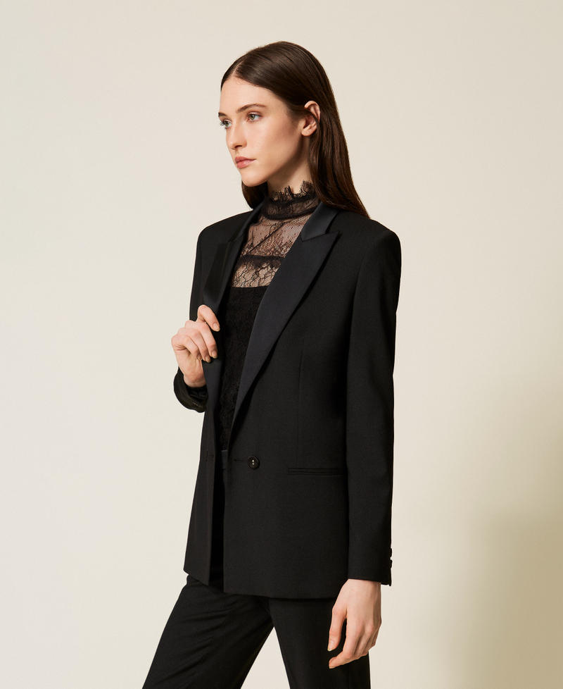 Blazer with satin details Black Woman 252TT2121_00006_02