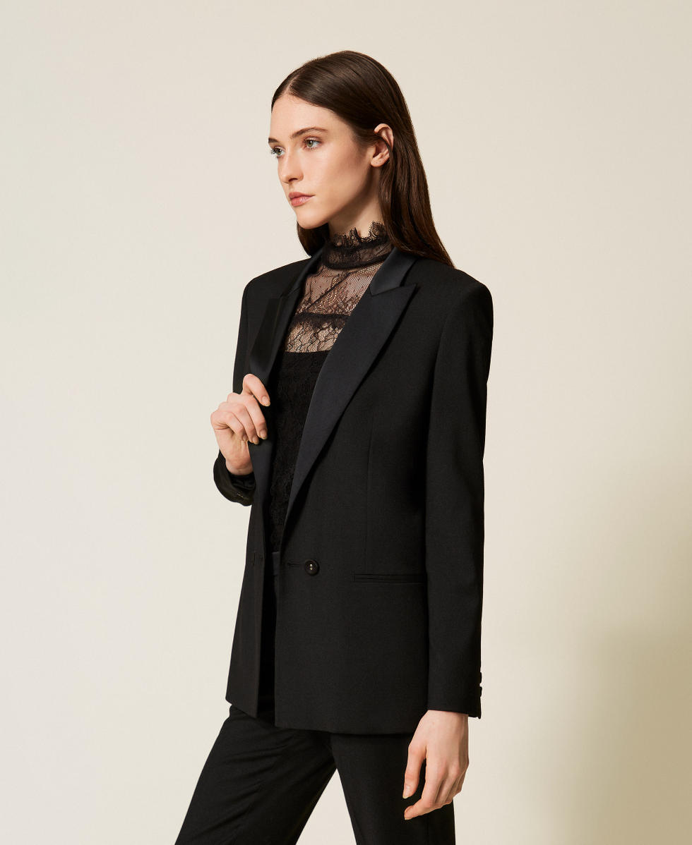 Blazer with satin details Black Woman 252TT2121_00006_02