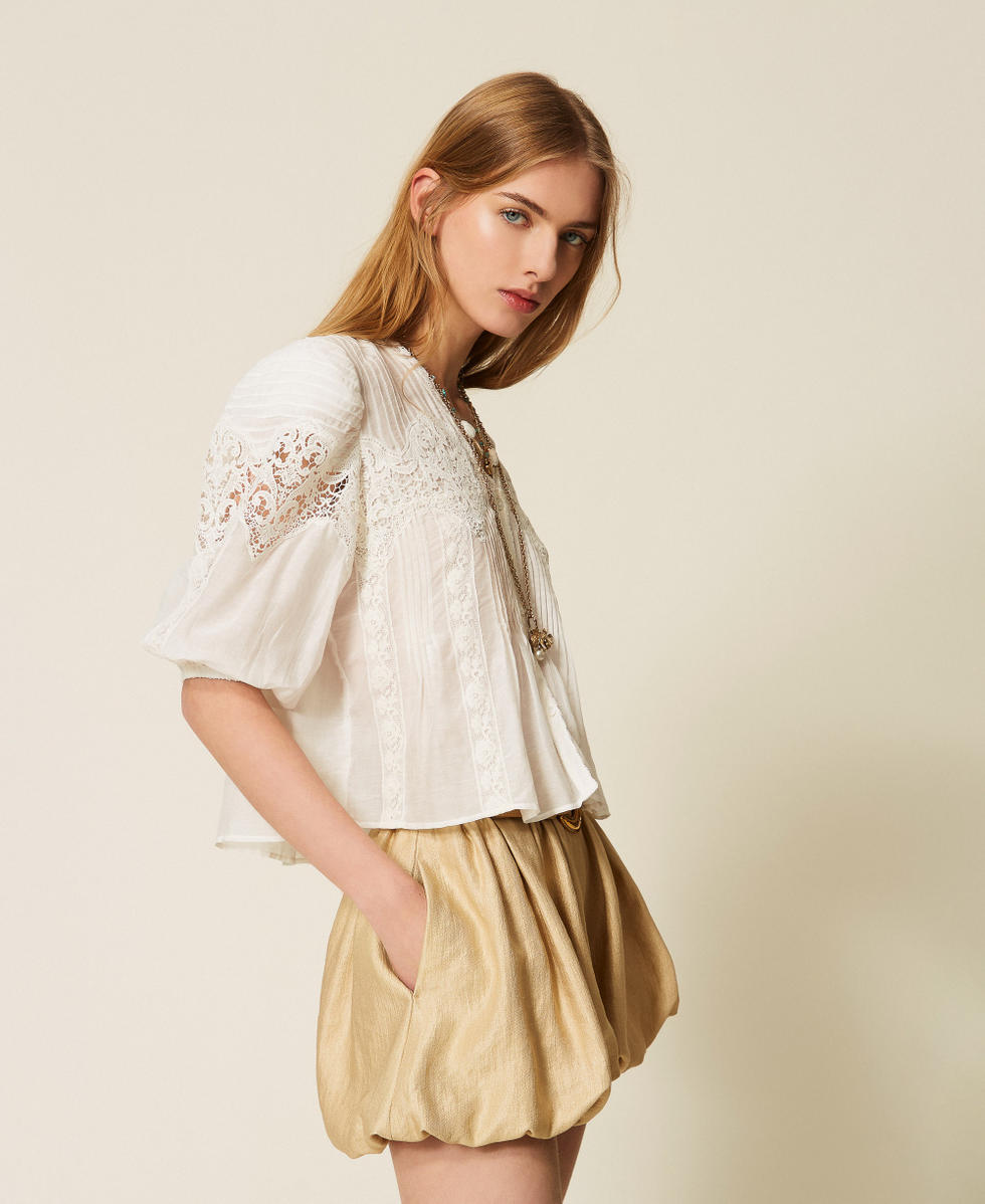 Laminated balloon shorts Golden Beige Woman 261TT2533_13506_02