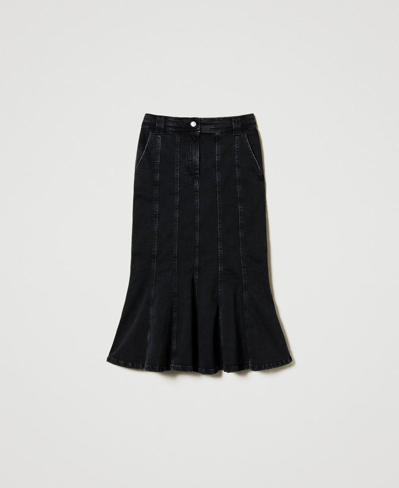 Gonna in jeans con pieghe Denim Nero Donna 251AP2371_01103_S0