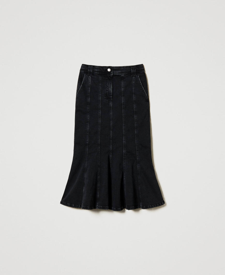 Gonna in jeans con pieghe Denim Nero Donna 251AP2371_01103_S0