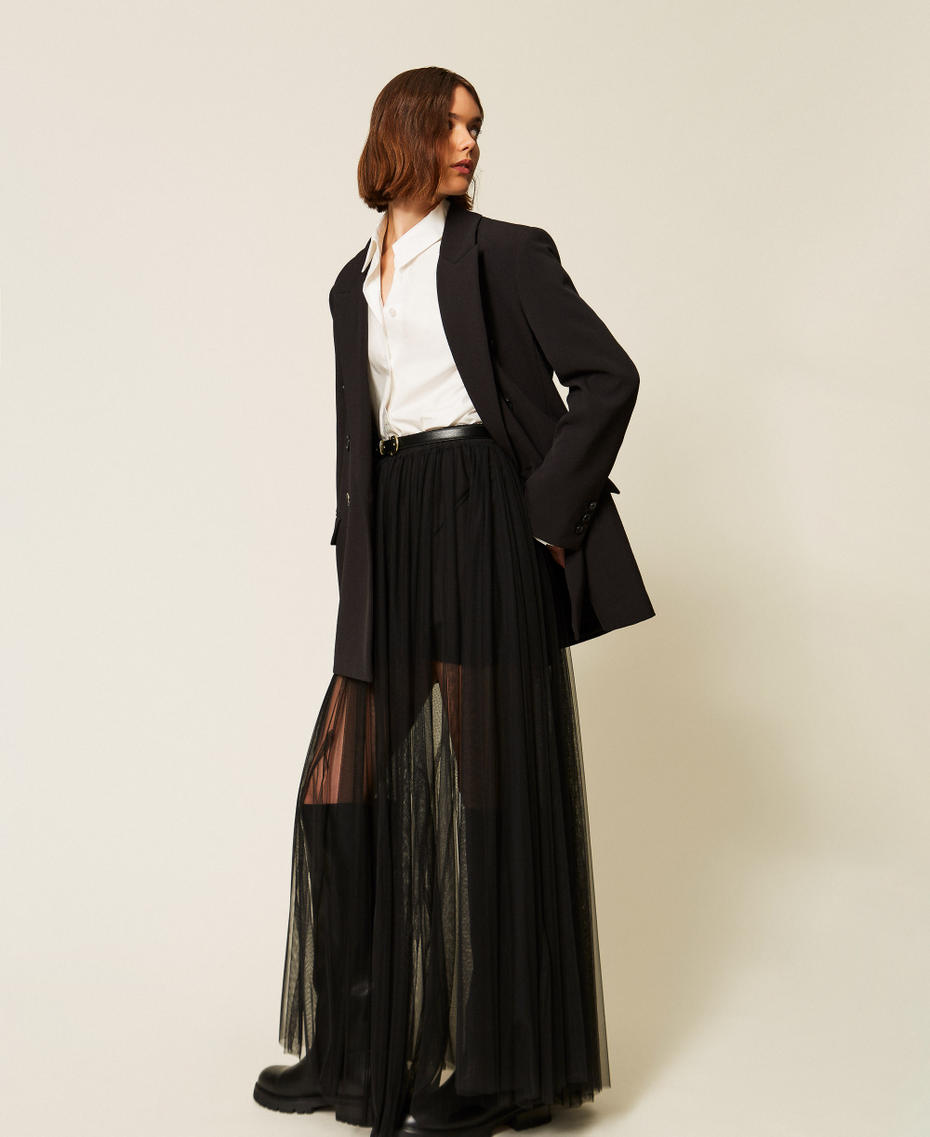 Long tulle skirt Black Woman 262LI2GPP_00006_01