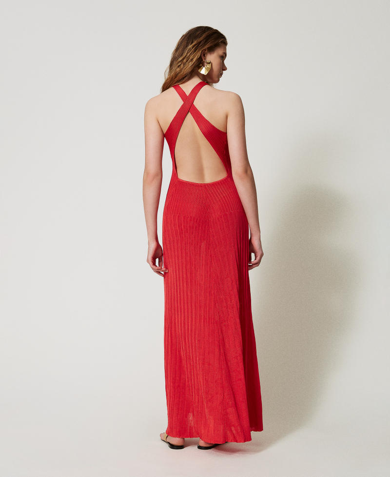 Long pleated knit dress