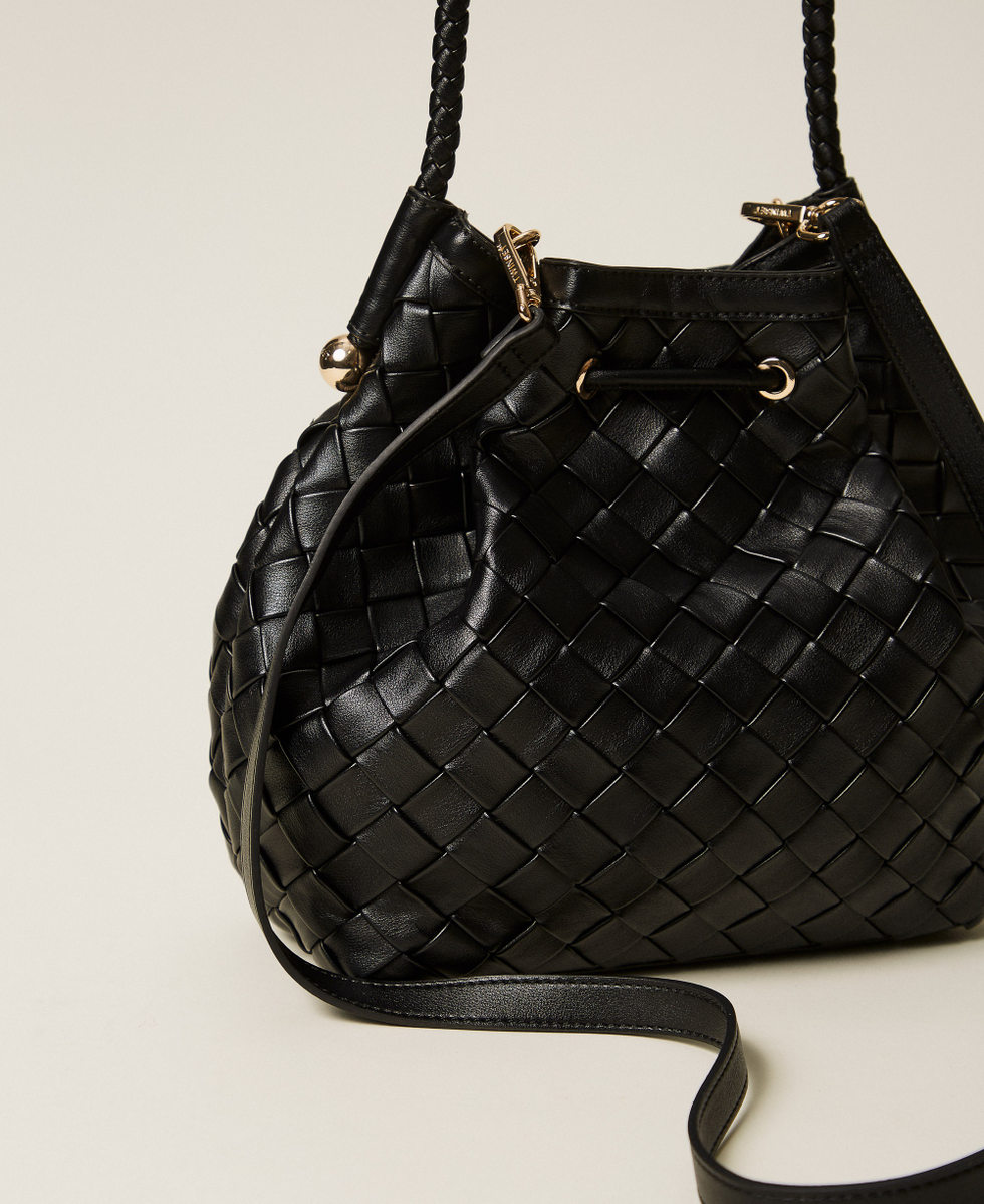 Sac seau tress&eacute; &agrave; la main Noir Femme 261TB7302_00006_03