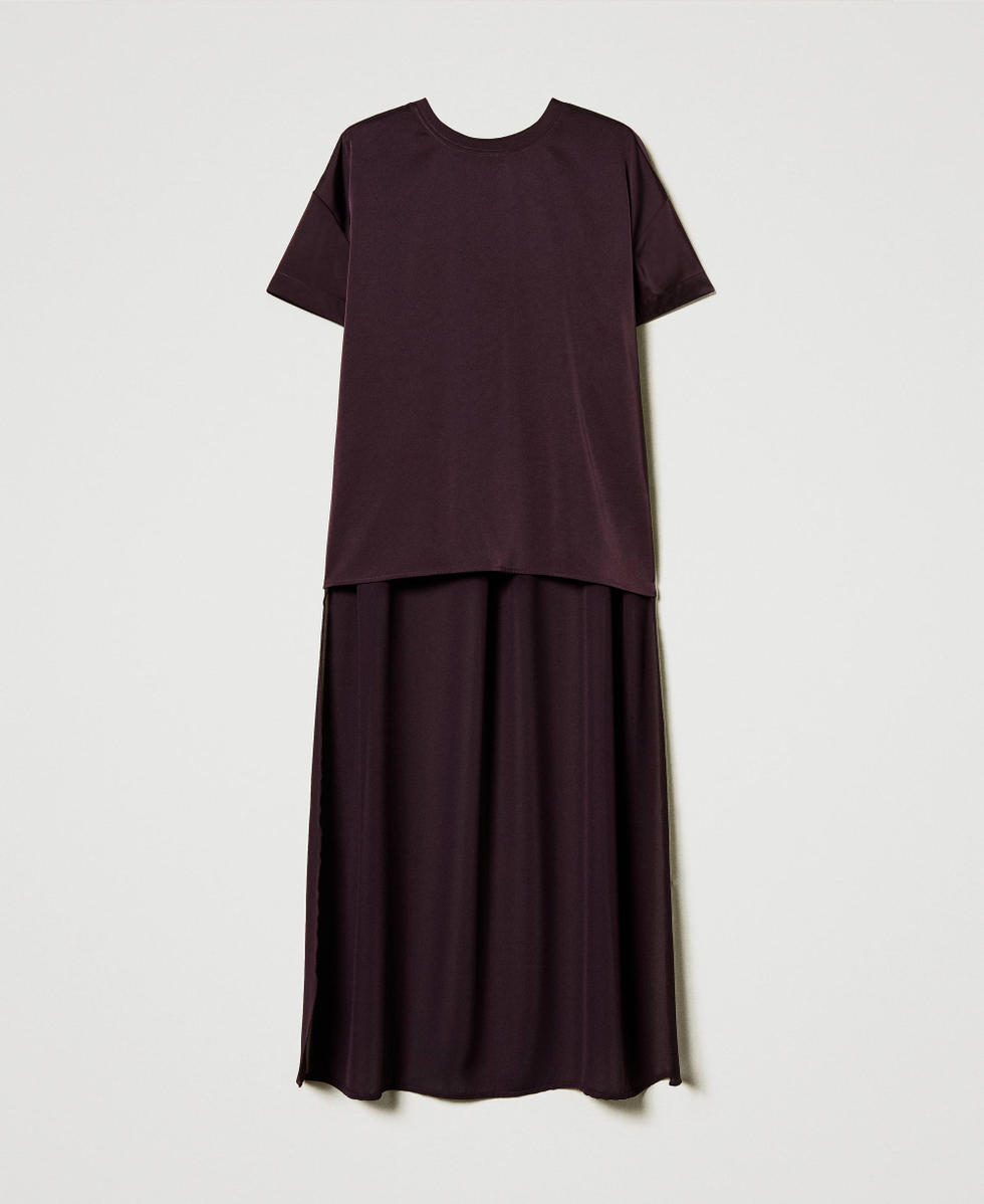 Blusa asimmetrica in raso e georgette Potent Purple Donna 242AT2091_11963_S0