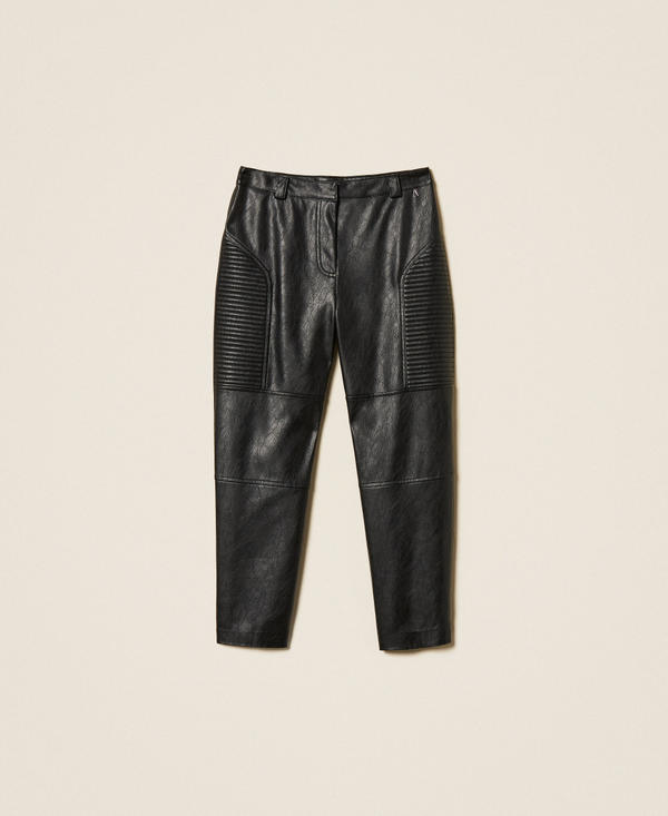 Байкерские брюки с кожаным эффектом