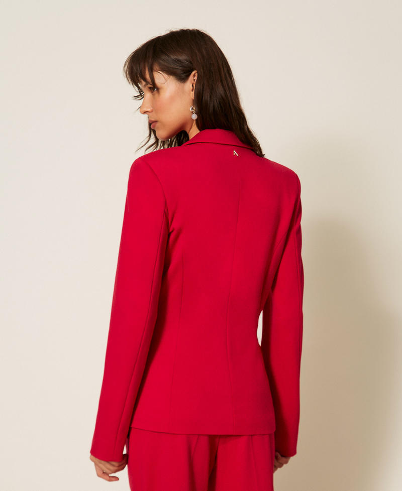 Blazer with floral brooch Magenta Red Woman 261AP2147_13160_03