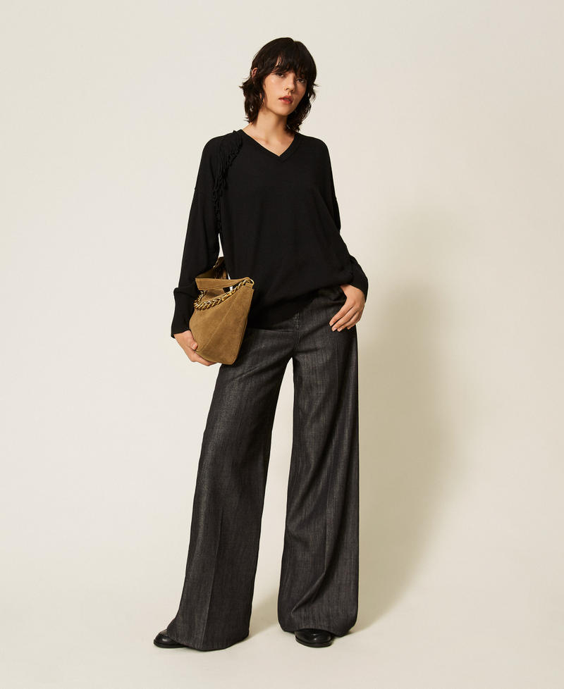 Fringed jumper Black Woman 262AP3012_00006_T0