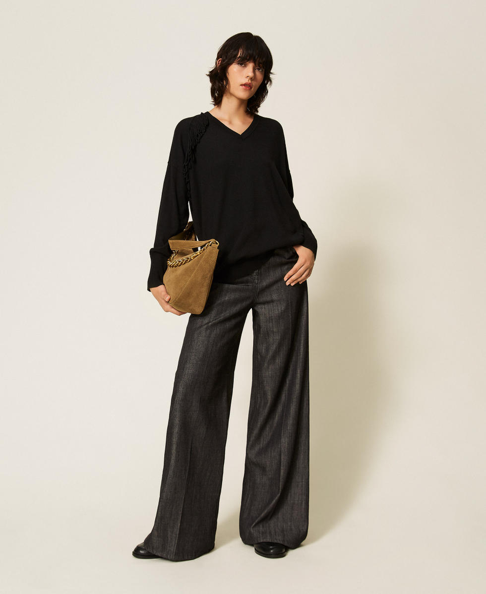 Fringed jumper Black Woman 262AP3012_00006_T0