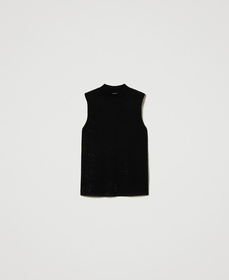 Knit top with fadeout rhinestones Black Woman 242LI3TCC_00006_S0