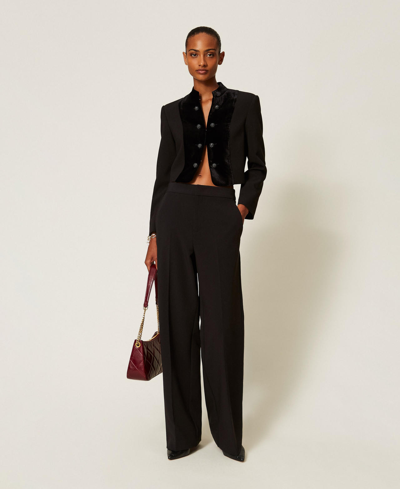 Pantalon droit en crêpe