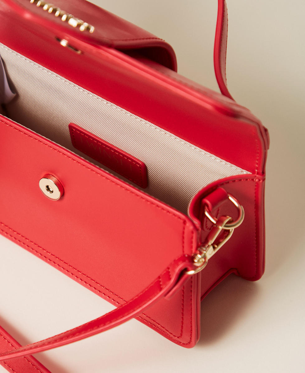 Shoulder bag with flap and logo Magenta Red Girl 261GJ8012_13160_04