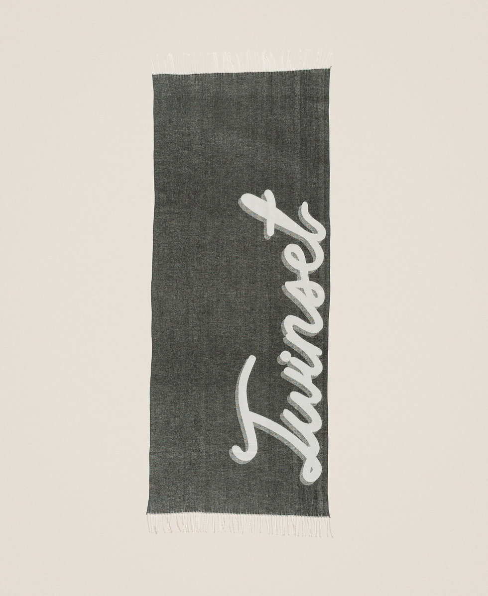 Sciarpa in panno jacquard con logo Nero Donna 262TA4550_00006_05