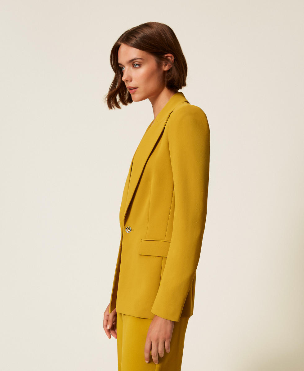 Giacca blazer in cr&ecirc;pe con Oval T Giallo "Mostarda" Donna 252TP2590_12607_02