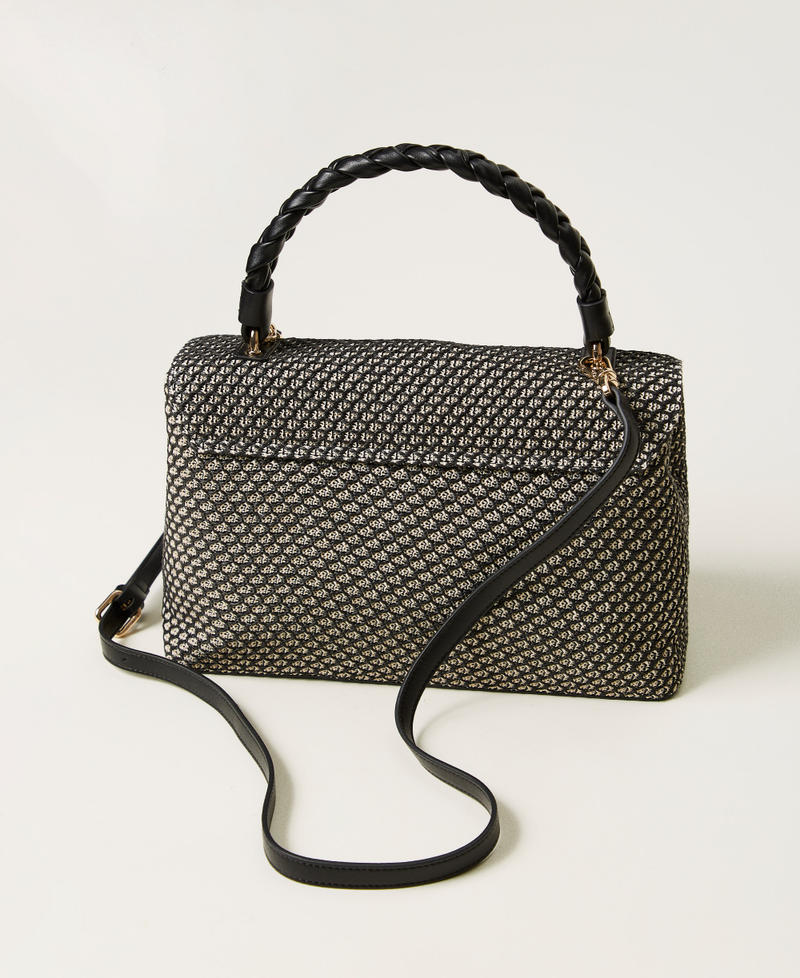 Borsa top handle in canvas effetto rete Nero Donna 251TD8322_00006_03