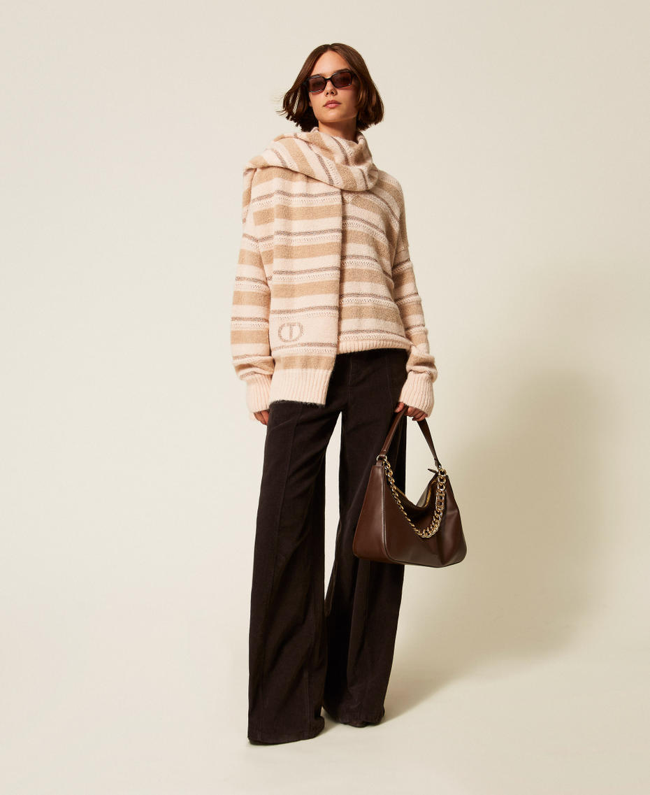 Sciarpa in misto alpaca con lurex Riga Marrone "Alpaca" / Alpaca Lurex Donna 252TO5590_13009_T0