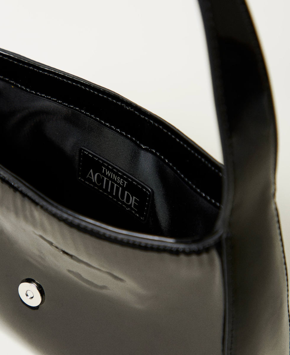 Faux patent leather hobo bag Black Woman 251AA7010_00006_04