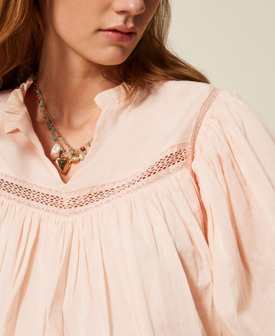Muslin blouse with gathering Pearl Rose Woman 261TT2331_13144_04