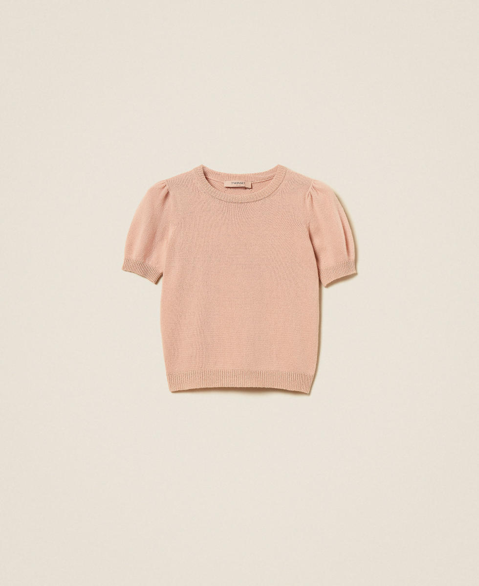 Cashmere blend jumper with lurex Light Dusty Pink/Gold Pink Lurex Woman 252TP3581_12801_S0