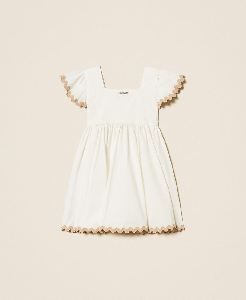 Abito corto baby in popeline con ricamo Off White Bambina 261GB2152_00526_S1