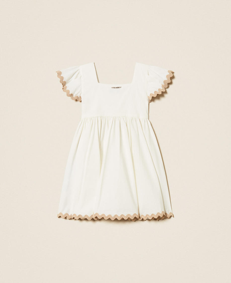 Abito corto baby in popeline con ricamo Off White Bambina 261GB2152_00526_S1