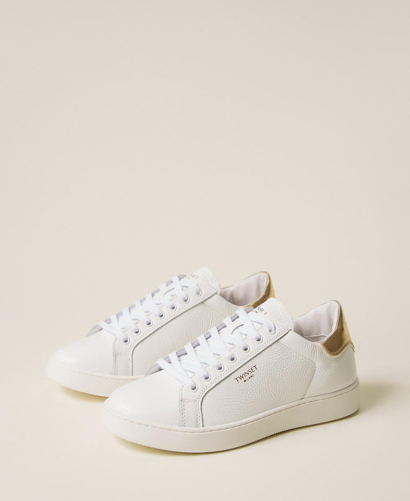 Baskets en cuir Bicolore Blanc Optique/Or Femme 261TGT126_07049_02