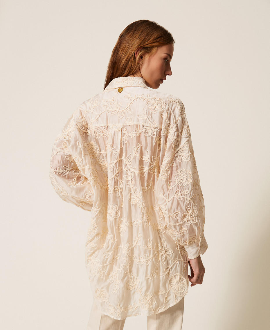 Muslin shirt with Cornely embroidery Parchment White Woman 261LB2UFF_00461_04