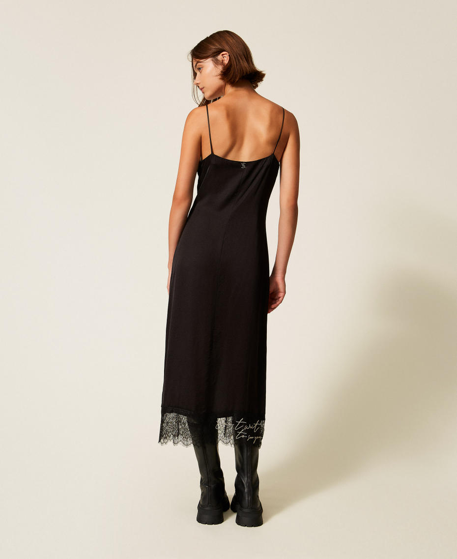 Robe midi MYFO avec dentelle et broderies Noir Femme 252AQ2032_00006_03