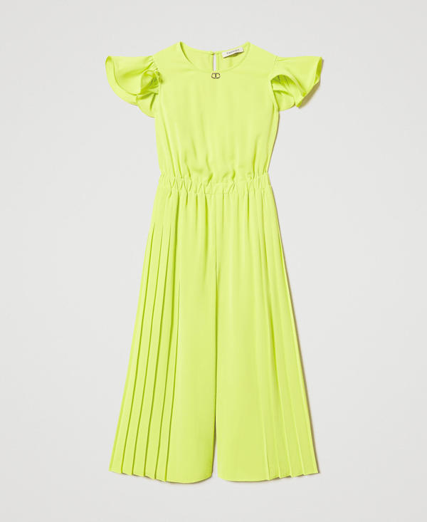 Pleated crêpe de Chine jumpsuit