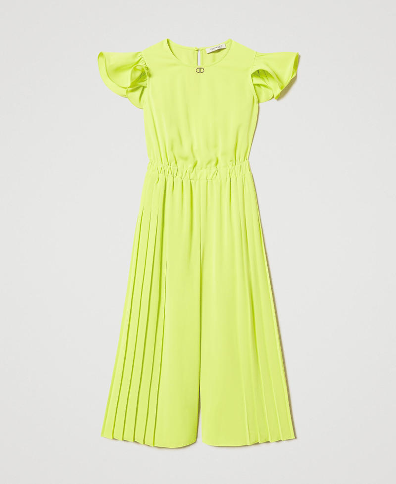 Pleated crêpe de Chine jumpsuit Yellow Plum Girl 251GJ2QQ4_12124_0S