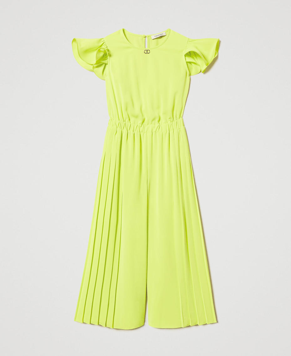 Pleated crêpe de Chine jumpsuit Yellow Plum Girl 251GJ2QQ4_12124_S0