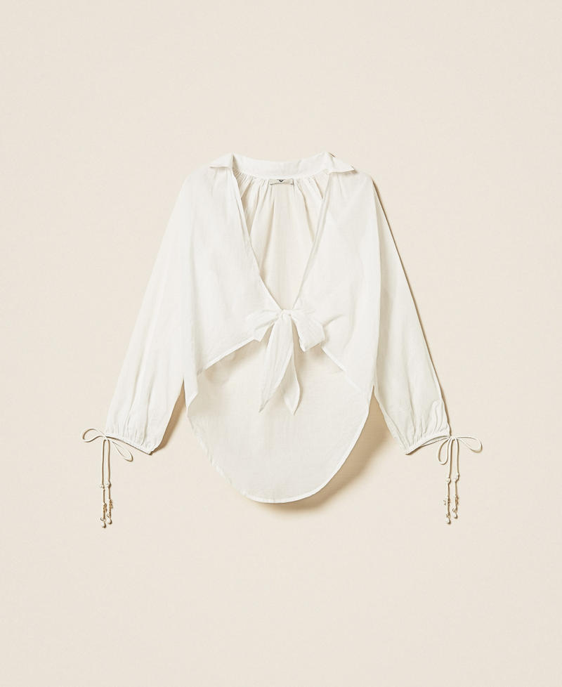 Muslin shirt with bow Off White Woman 261LM2RAA_00526_S0