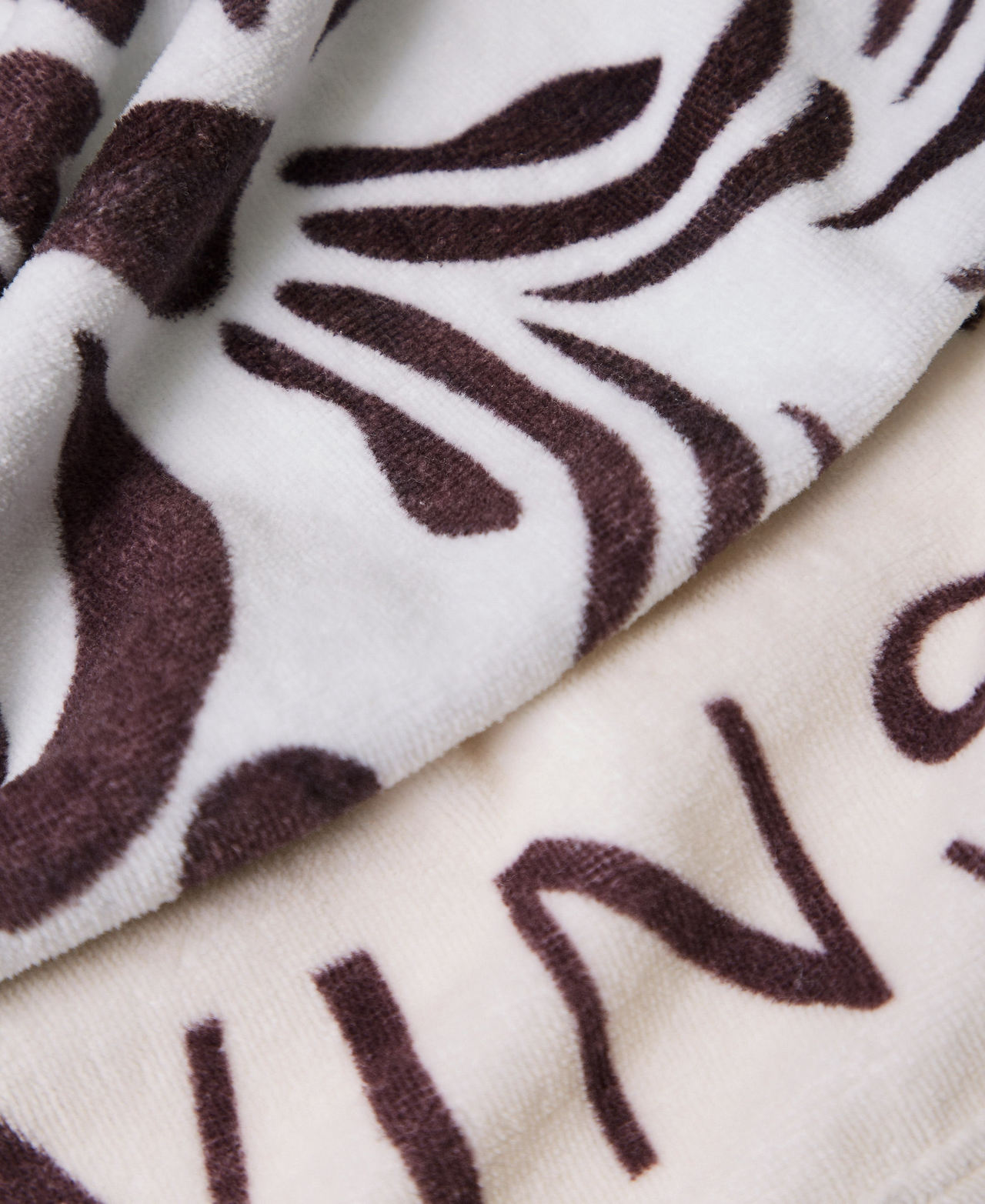 Terry beach towel with print Coffee Choc/Off White Botanical Print Woman 261LM5BQQ_13467_02