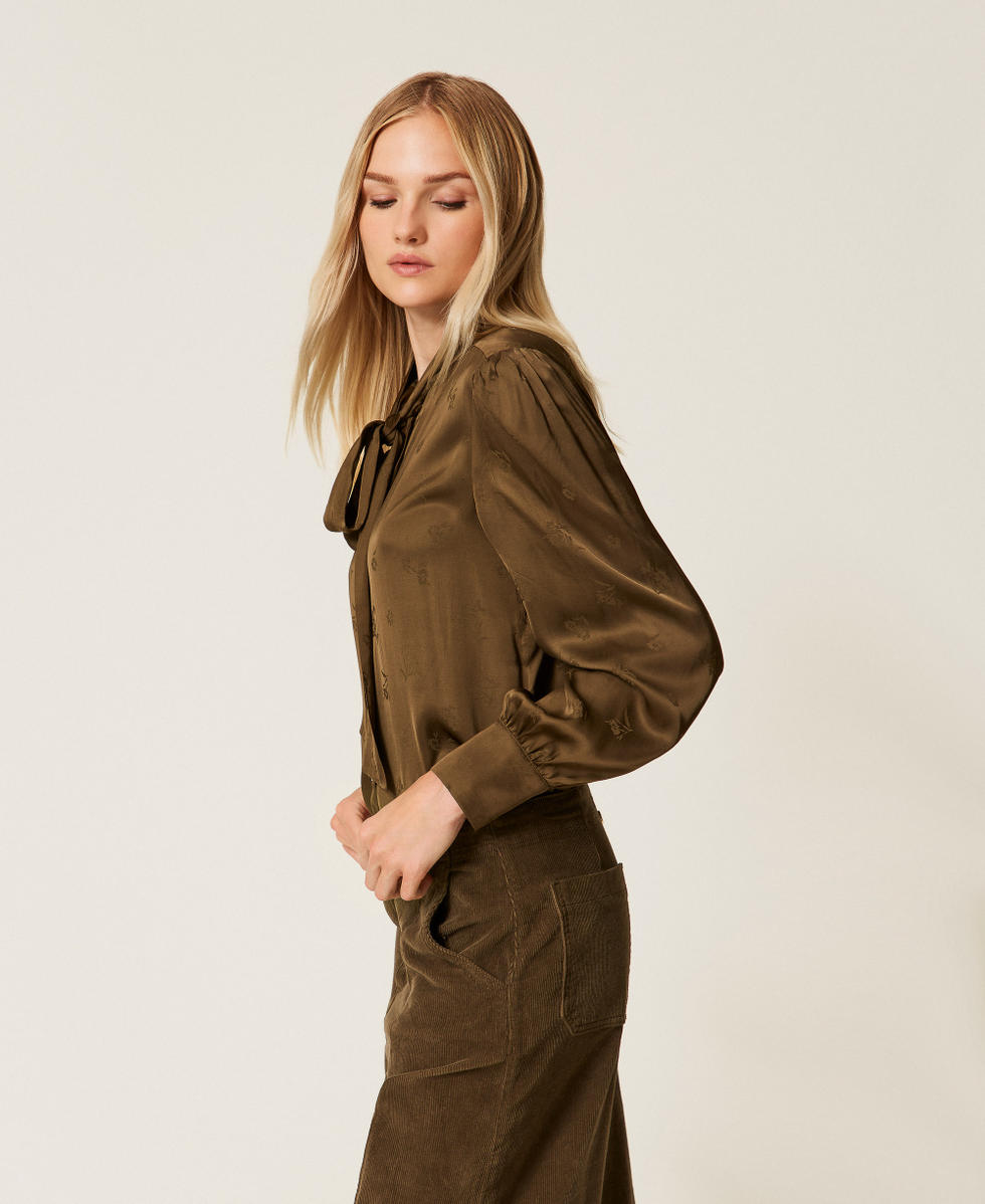 Jacquard satin shirt Beech Green Woman 252TT2361_12537_02