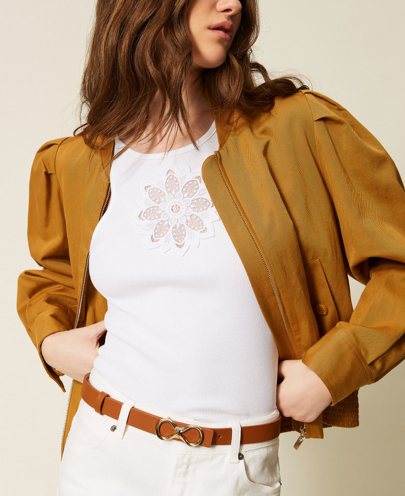 Wendeg&uuml;rtel aus Leder mit Logo Zweifarbig "Bubinga Wood"-Braun/"Candy Peach"-Rosa Frau 261TA4440_13353_T0