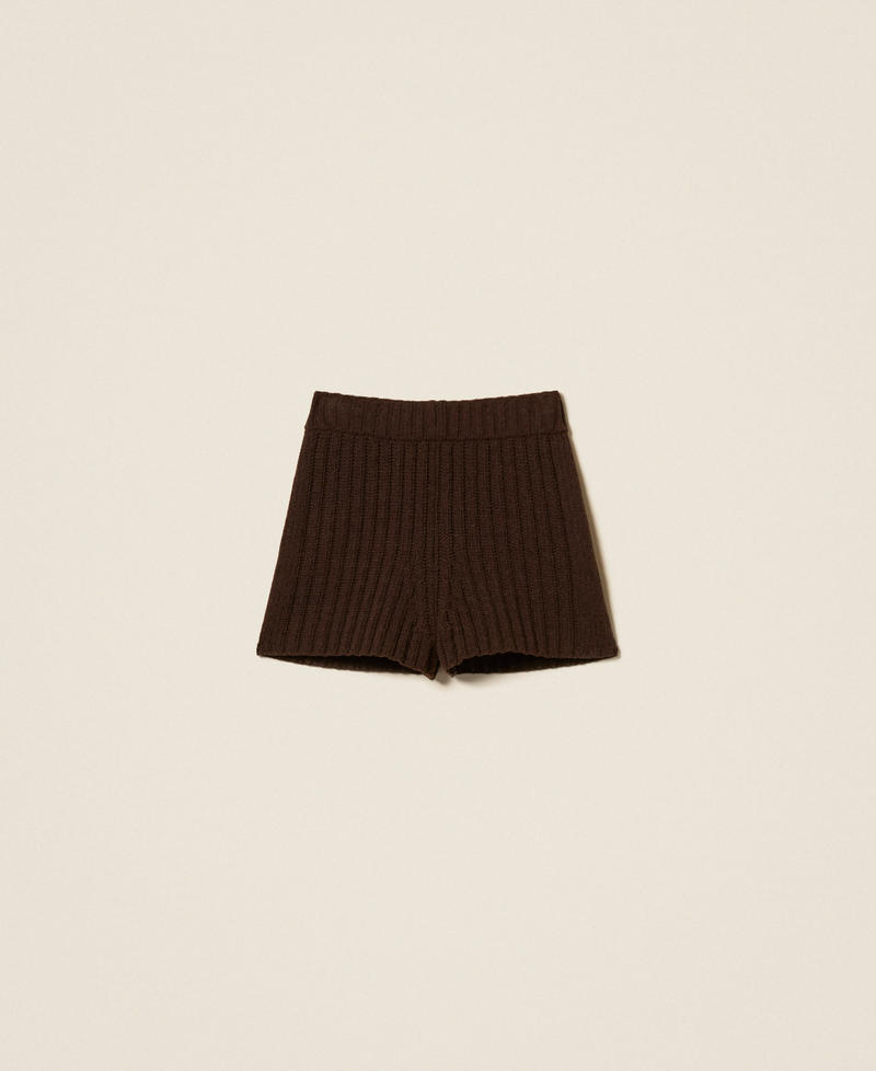 Shorts in maglia a costine Darkness Brown Donna 262TP3553_13411_S0