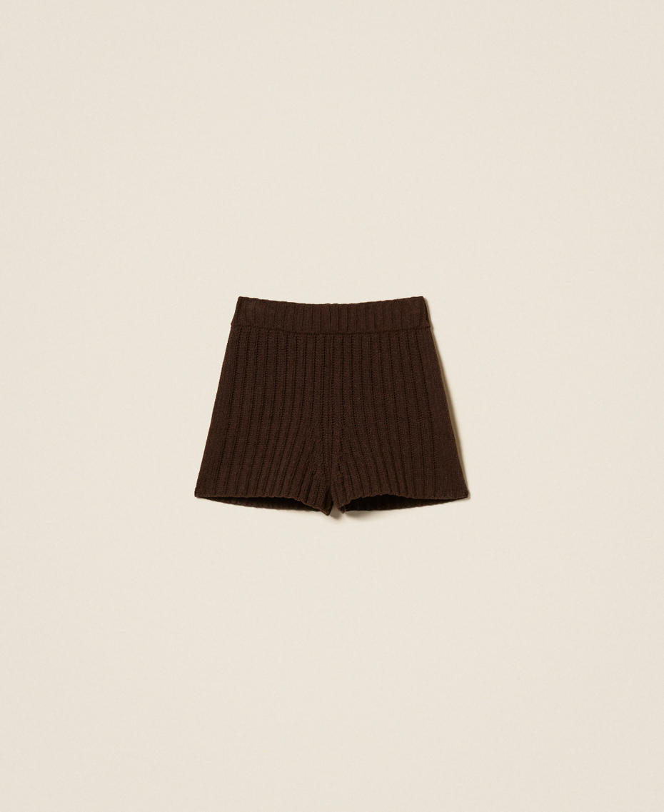 Shorts in maglia a costine Darkness Brown Donna 262TP3553_13411_S0