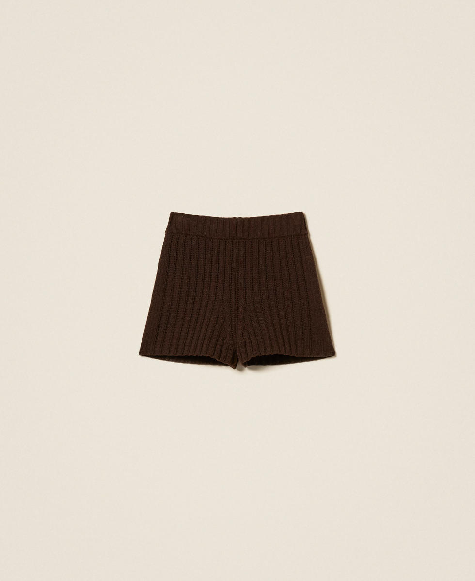 Shorts aus Rippenstrick Darkness Brown Frau 262TP3553_13411_S0